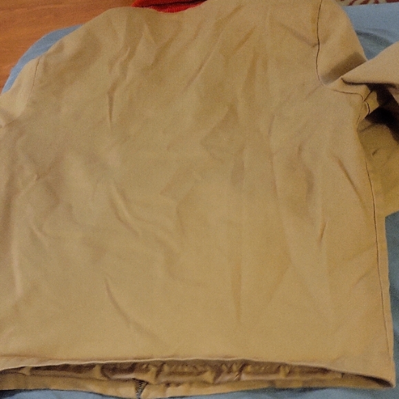 Brixton Tan Jacket with Vibrant Red Collar - Picture 3 of 4